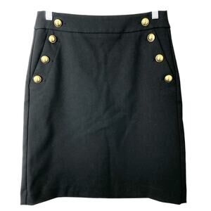 Ann Taylor Loft Petite Women's Black Career Skirt Gold Button Detail 4 Petite